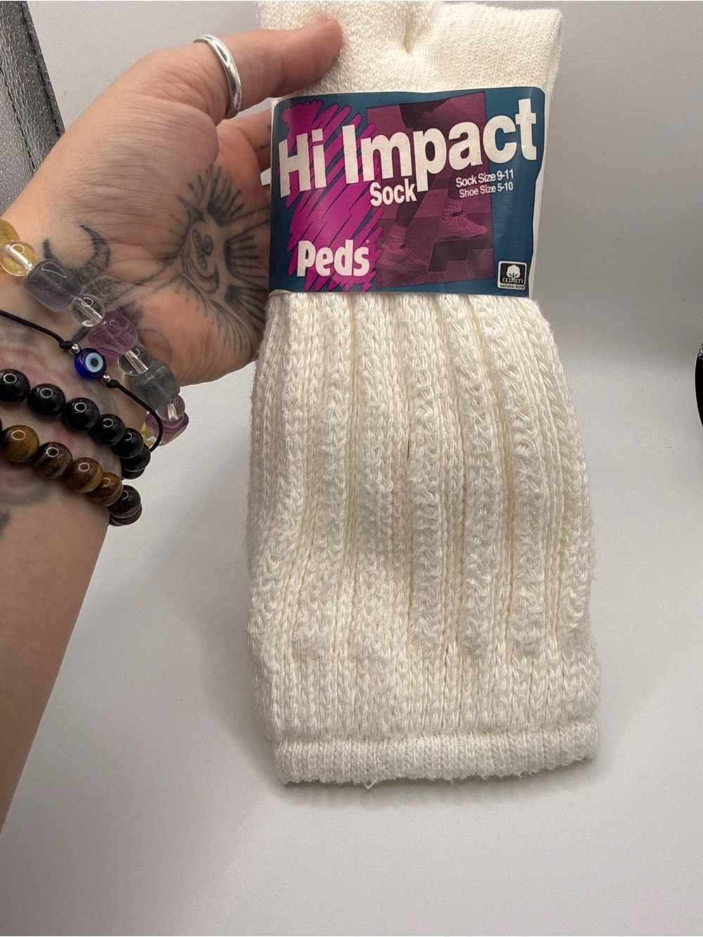 VINTAGE Peds High Impact Slouch Socks - 2 Pairs Deadstock NWT White Retro 80s 90
